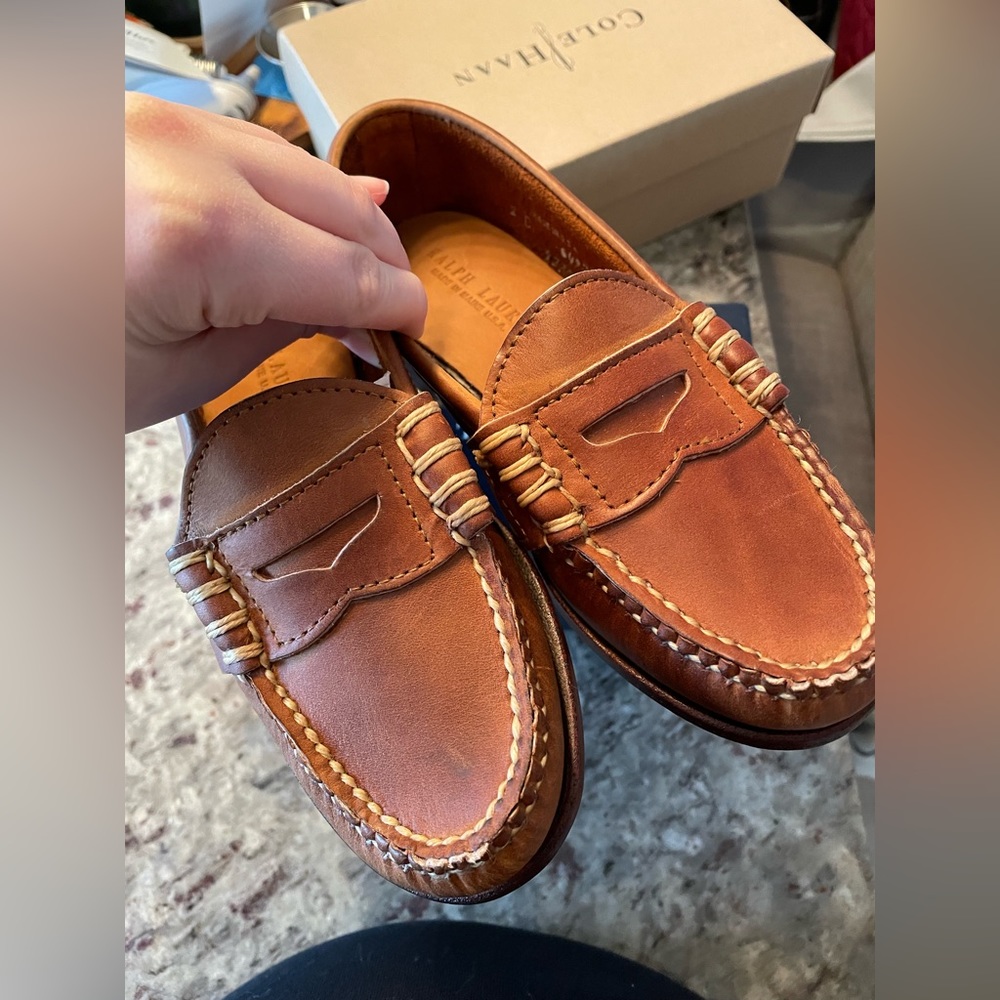 New unworn genuine leather Ralph Lauren shoes.